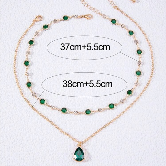 ⚠️Clearance Elegant 2pcs Gold and Green Pendant Necklace Set - Picture 6 of 6